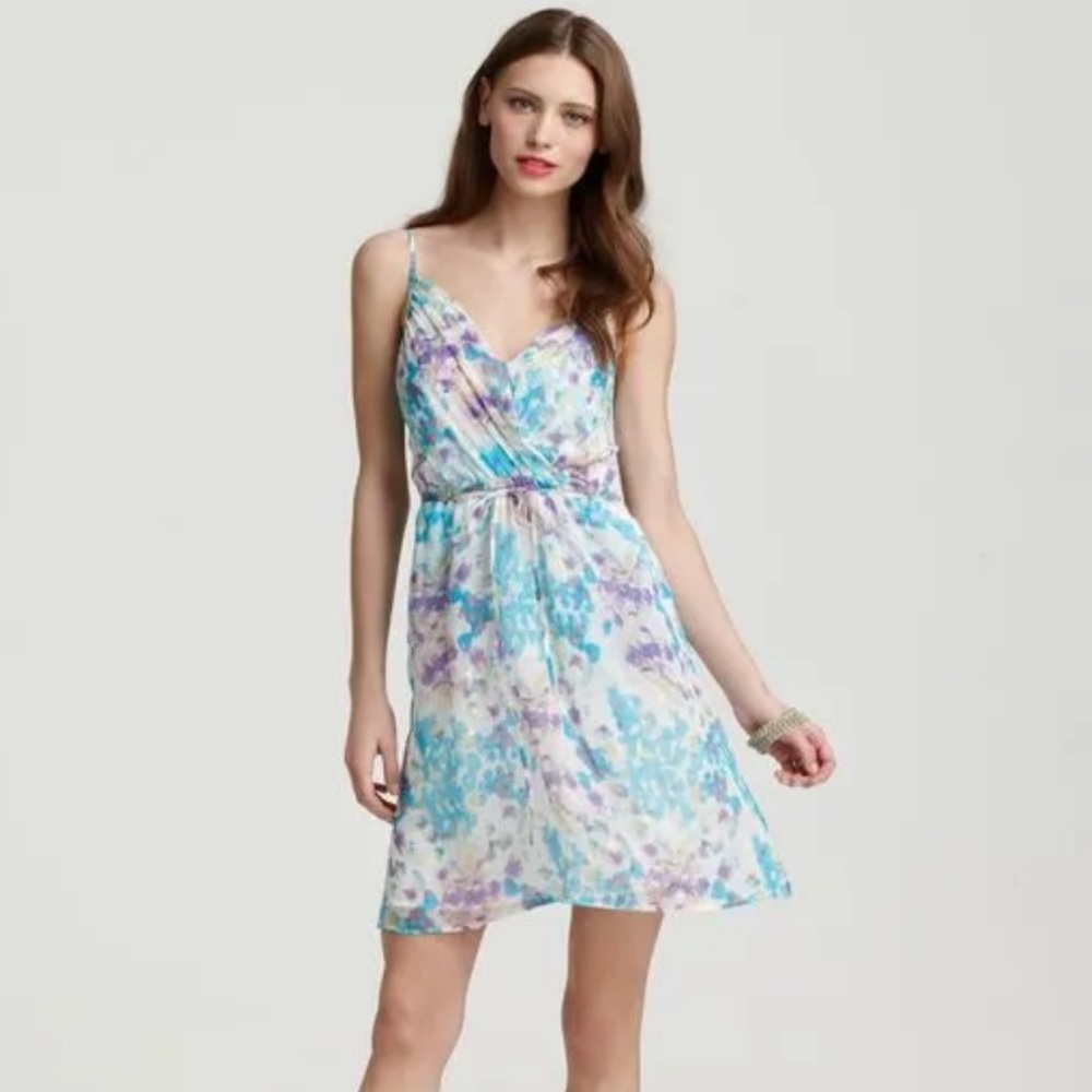 YUMI KIM Silk Watercolor Blue and Purple Mini Dress - S